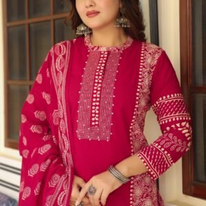 Pure Cotton Kurta Set with Dupatta & Pant