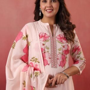 Pure Painting 3-Piece Suit Set with Dupatta & Mul Cotton Pant