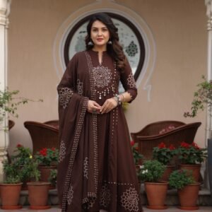 Pure Cotton Anarkali Suit Set with Dupatta & Pant